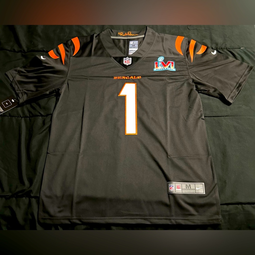 Nike Black and Orange Bengals Jersey